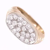 Ring med diamanter 20x0,03ct, stl 18, bredd 4-10mm, 14K  Vikt: 7,5 g