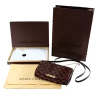 Väska Louis Vuitton Damier Ebene Favorite MM Shoulder Bag, 21cm x 14cm x 4cm,  dustbag, box, datumkod DU4146, Frankrike, repor på lås, i övrigt i fint skick, ej kvitto