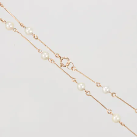 Collier stavar med pärlor Ø 5,8mm, längd 62cm, 14K Bruttovikt: 10,5g Vikt: 10,5 g