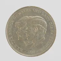Minnesmynt, Ø38,5mm, HRH The Prince of Wales and Lady Diana Spencer, Storbritannien år 1981, silver 925/1000, vikt:28g.