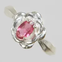 Silverring, rosa sten, Ø17, bredd:2-10mm, 925/1000. Vikt: 2,2 g