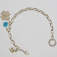 Silverarmband, Thomas Sabo, Charm Club Bracelet, längd:19cm, bredd:5mm, 3 berlocker, smyckespåse, originaletui. Vikt: 16,6 g