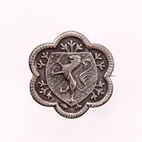 Brosch, emblem, 39x37mm, silver 830/1000.  Vikt: 7,3 g