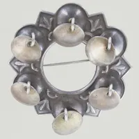 Brosch, diameter 5 cm, Silver OXO, 830/1000 Vikt: 8,2 g