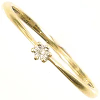 Ring med diamant, 0,01ct, enligt gravyr, stl 16, bredd ca 1,3mm, Guldfynd, 18K Vikt: 1 g
