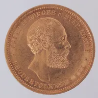 Mynt 20 Kroner Oscar II Norge 1902 Ø23mm, 21,6K (900/1000)  Vikt: 9 g