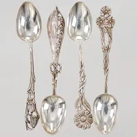 4 Mockakedar, 10cm, Flora, GEWE, 830/1000 silver,  Vikt: 35,2 g