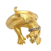Ring Kattdjur, 18K guld, Diamant 0,005ct, Ø17¼ mm, bredd 2-21 mm, mycket fint skick Vikt: 6,3 g