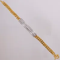 Armband Pansar bricka med diamanter 14xca 0,03-0,05ct, 64xca 0,02ct, längd 19cm, bredd 7-10mm, tvåfärgat, ostämplat, 21K  Vikt: 38,2 g