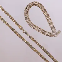 Armband, collier, defekt, silver 925/1000  Vikt: 19,7 g