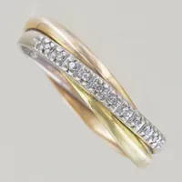 Diamantring  gult, vitt och rosé guld med 10 diamanter totalt 0,15 ct WSI, Ø 17¾ mm, 18K Vikt: 3,1 g