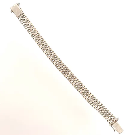 Armband dubbelpansar, längd 17,5cm, bredd 10mm, silver  Vikt: 28 g