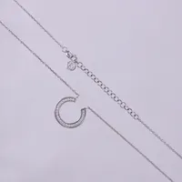 Collier hästsko med vita stenar, längd: ca 46cm, justerbart, bredd: ca 1-3mm, 925/1000, silver Vikt: 5 g