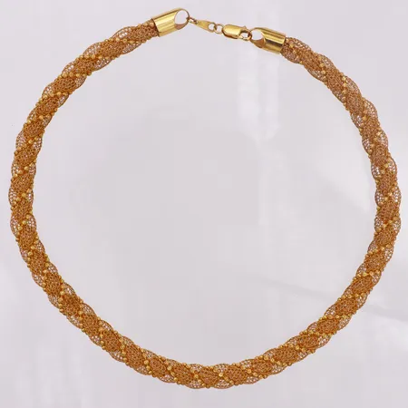 Collier, väv, 41cm, bredd 8mm, buckligt, 21K Vikt: 38,5 g