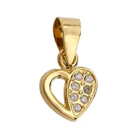 Hänge Hjärta, 18K guld, liten modell, Guldfynd (GHA), vita stenar, längd inkl. ögla 11 mm, bredd 6 mm, fint skick Vikt: 0,2 g