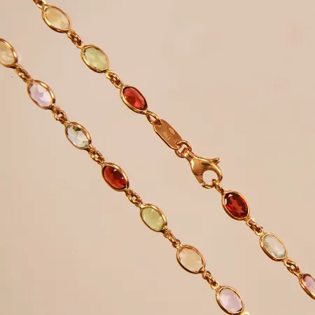 Collier med ametist, citrin, granat, peridot, topas, 42cm, bredd: 4,5mm, GHA, 18K 10,7g.