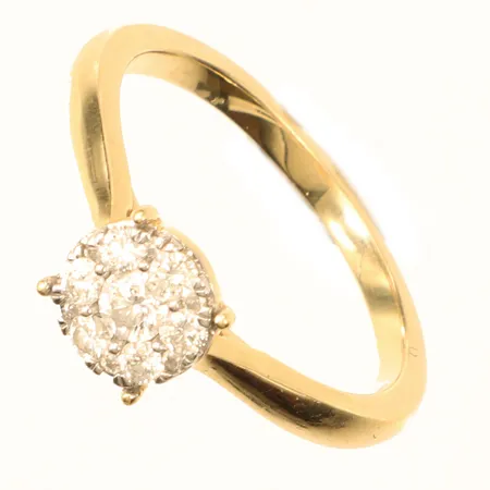 Ring, diamanter 1 x ca 0,07ct, 6x ca 0,02ct 6x ca 0,0025ct, stl16, bredd 6,3mm, GHA, 18K  Vikt: 2,7 g