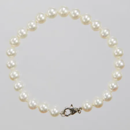 Pärlarmband odlade sötvattenpärlor,19,5cm, bredd: 6,5mm, silverlås 925/1000 Vikt: 0 g