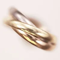 Ring vitguld/rödguld/gulguld, svenska stämplar PCHFB Production AB, årsstämepl saknas, stl: 17 ¼, ringarnas bredd ca 3mm vardera, 18K Vikt: 7,3 g