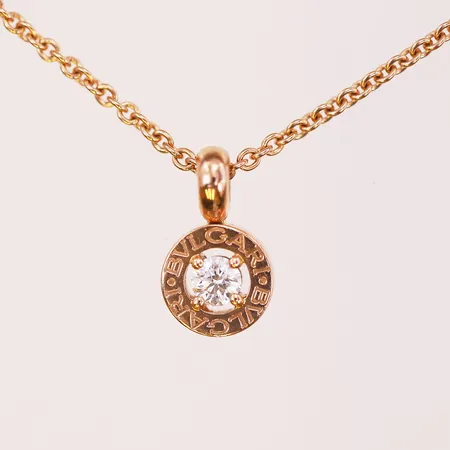 Collier med diamant 0,25ct, Bvlgari Bvlgari, roséguld, längd 47cm, kvitto, inköpt 2016, Marbella, Spanien, 18K. Vikt: 10,1 g