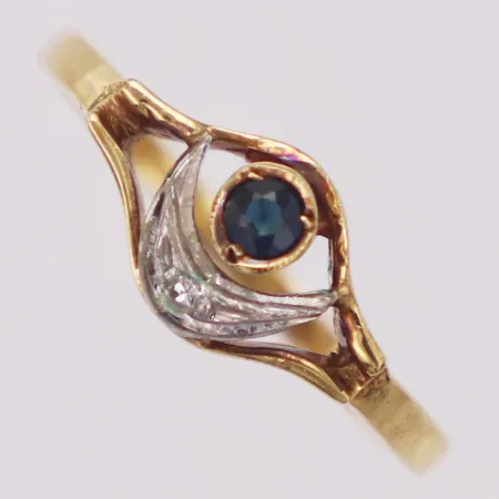 Ring, diamant 0,01ct, safir, stl 18½, 18K Vikt: 2,7 g