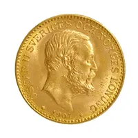 Guldmynt Sverige, 10 Kronor Oscar II 1901, (21,6K guld), Ø18 mm, fint exemplar, vikt: 4,5 g