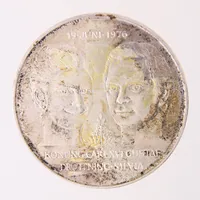 Mynt 50kr, Konung Carl XVI Gustaf Drottning Silvia, 19 Juni 1976, Ø36mm, silver 925/1000 Vikt: 27 g