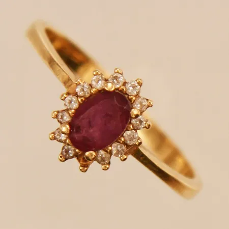 Ring, Ø18¾, bredd:10mm, lila/vita stenar, 18K 3,1g.