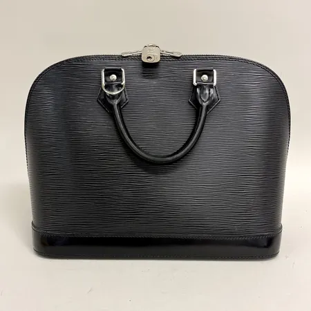 Handväska, Louis Vuitton, Alma PM, M40302, svart Epi Leather, 32x25x16cm, hardware i vitmetall, lanserades 1934, made in France, hänglås och nyckel, dustbag  Vikt: 0 g