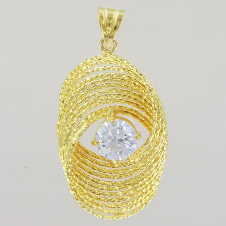 Hänge med sten i set, längd 4 cm, bredd 2 cm, 14K Vikt: 3,1 g