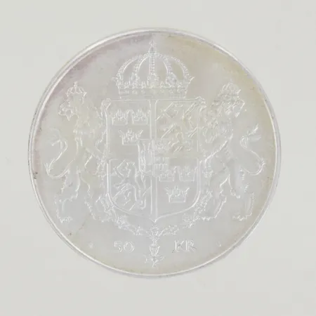Silvermynt 50-kronor Kunga paret, silver 92,5%, 27 g Vikt: 27 g