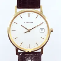 Herrur Certina, quartz, går ej, gravyr, Ø33,5, 18k, brutto 