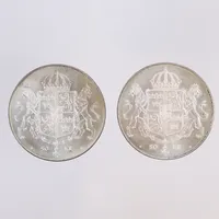 2st Minnesmynt i silver, Ø36mm, Det Kungliga bröllopet, Konung Carl XVI Gustaf Drottning Silvia -19 Juni 1976, nominellt värde:50kr, 925/1000 Vikt: 54 g