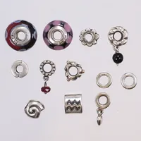 12st Berlocker Pandora 7-15mm, med stenar, delvis glas, silver 925/1000 Vikt: 26,1 g