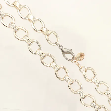 Collier, strass, längd 47cm, bredd 14mm, Snö of sweden, vit metall  Vikt: 0 g