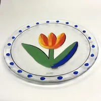 Fat, Ø33cm, Tulipa, design Ulrica Hydman Vallien, Kosta Boda, etikettmärkt, handmålad dekor, glas Skickas med postpaket.