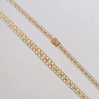 Collier doserad X-länk, längd 41cm, bredd 5,7-8,8mm, L B Guld Spånga 1988, 18K  Vikt: 20,7 g