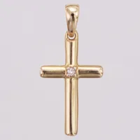 Hänge, kors, diamant ca 0,01ct, Guldfynd, 22mm, 18K  Vikt: 0,9 g