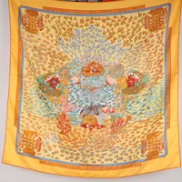 Scarf, Hermès, "Rencontre Ocèane", designed by Annie Faivre, mått: ca 89x87xm, mindre fläckar och tråddragning. 