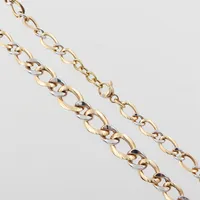 Collier, längd 46 cm, bredd ca 7 mm, tvåfärgat guld, 18 k. Vikt: 11,3 g