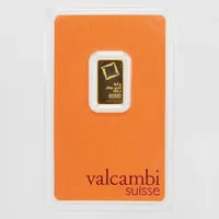 Guldtacka, Valcambi, AA273478, inplastad, 24K  Vikt: 2,5 g