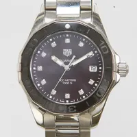 Damur Tag Heuer Aquaracer, 35mm, stål, automatisk, ref: WAY131M, srn: WKL7048, diamantindex, stållänk, garantikort, diamantcertifikat, manual, box, ytterkartong.