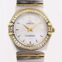 Damur Omega Constellation My Choice, stål/guld, quartz, Ø25mm, diamantkrans, pärlemourtavla, ref nr 12777500, verk nr 58973234, caliber 1456,  länk 17cm, extra länkbitar 12mm, ifyllt garantikort Augusti 2005 Huke, bok, box, ytterkartong. Vikt: 0 g