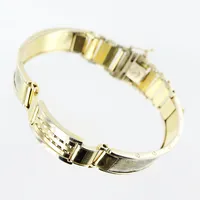 Armband, ca 19cm, tyg dekor, defekter, 14K Vikt: 31,3 g