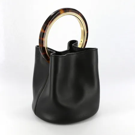 Handväska Marni, Pannier pony-style calfskin black, med tote, 18x17cm, extra axelrem, dust bag Vikt: 0 g