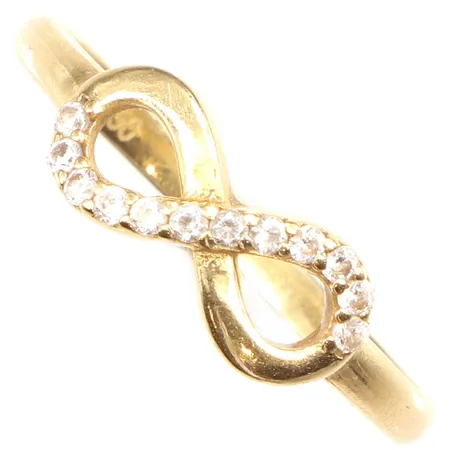 Ring med vita stenar, stl 18, bredd ca 2-6mm, 18K Vikt: 1,9 g