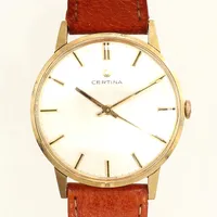 Armbandsur Certina 14K Ø 34mm, referensnr. 5209.034, serienummer: 603417, manuell, läderband, längd inklusive ur ca 22cm,  repigt glas/ boett,  bruttovikt 31,3g Vikt: 0 g