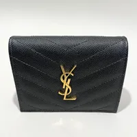 Plånbok, YSL Saint Laurent, Cassandre Matelasse Flap, mått ca 9x11cm, snr: MRT 668290.0523, svart, läder, märkt made in Italy, bruksskick, kvitto från NK 2024, dustbag, box.  Vikt: 0 g