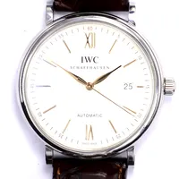 Herrur, IWC Schaffhausen Portofino, Ø39mm, automat, refnr: IWIW356517, serienr: 5547482, datum, stål, med brunt läderband, box och cert, 