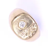 Ring med diamant, ca tot 0,10ct, stl 17½, bredd 3-13mm, 18K,  Vikt: 6 g